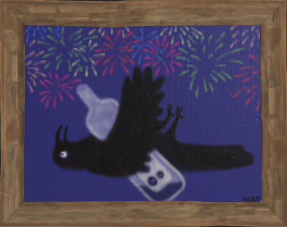 artistic crow on New Year's Eve