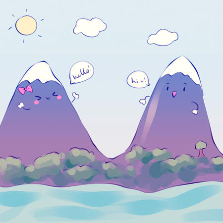 cute mountains talking to each other
